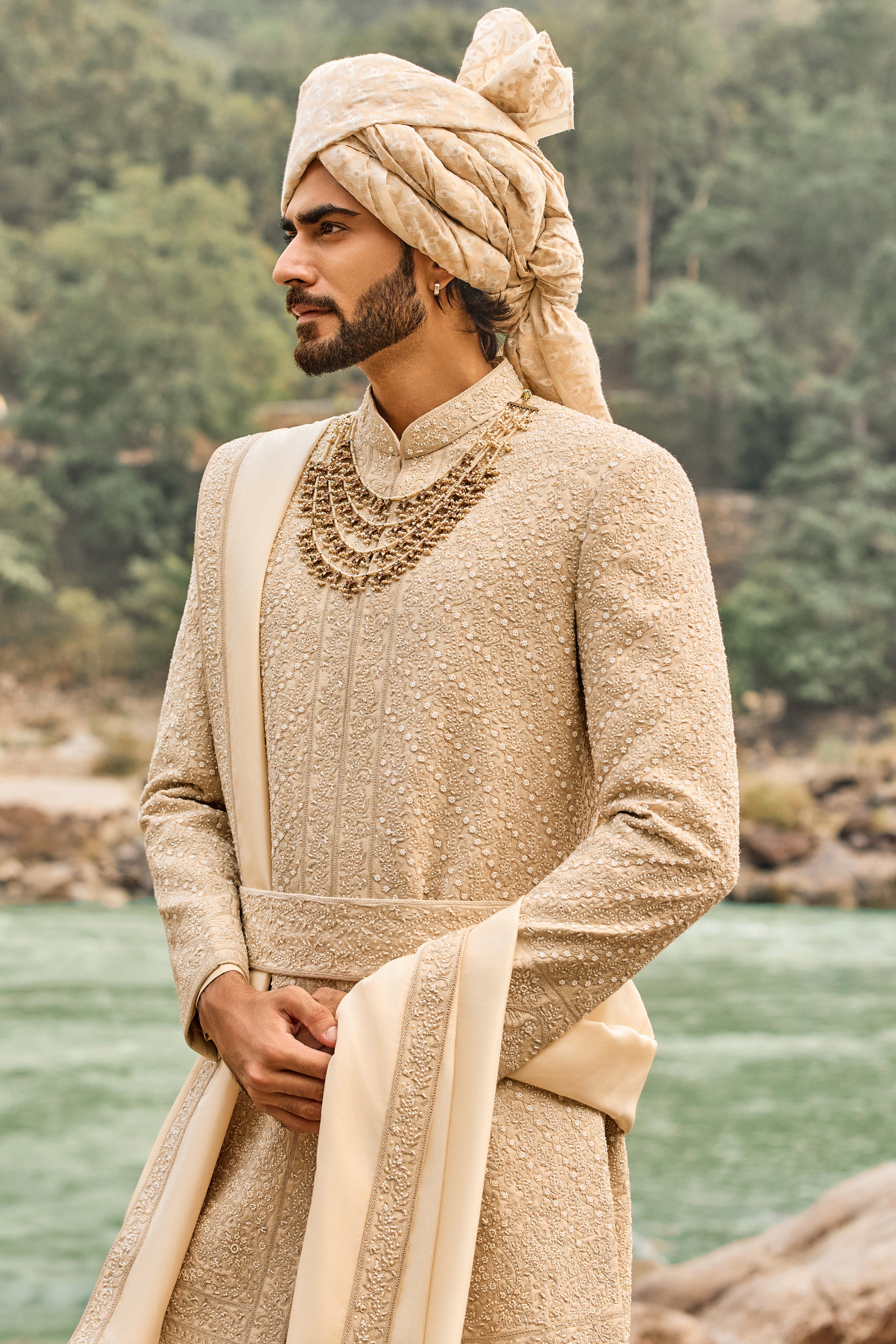 Heritage Beige Sherwani Set