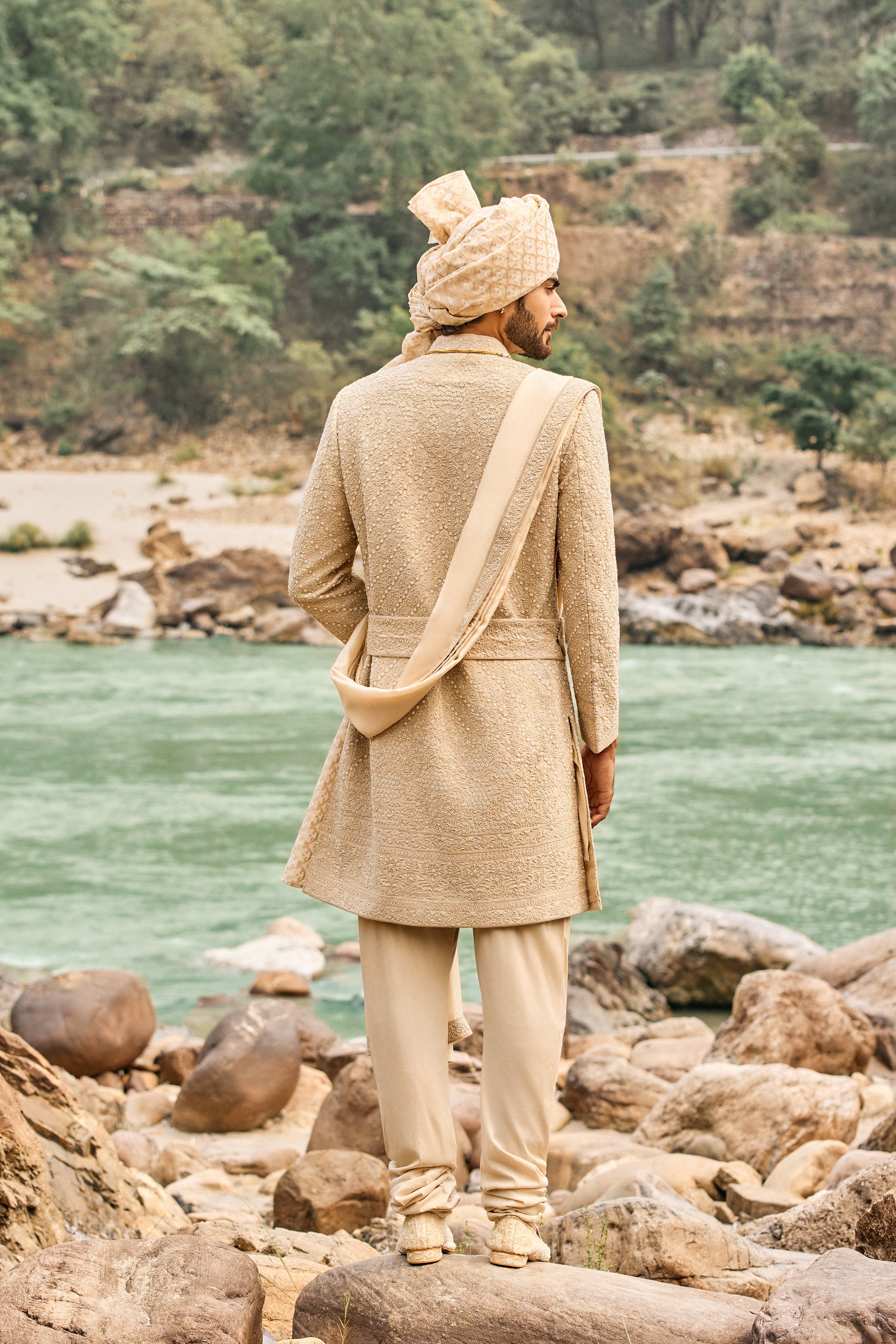 Heritage Beige Sherwani Set