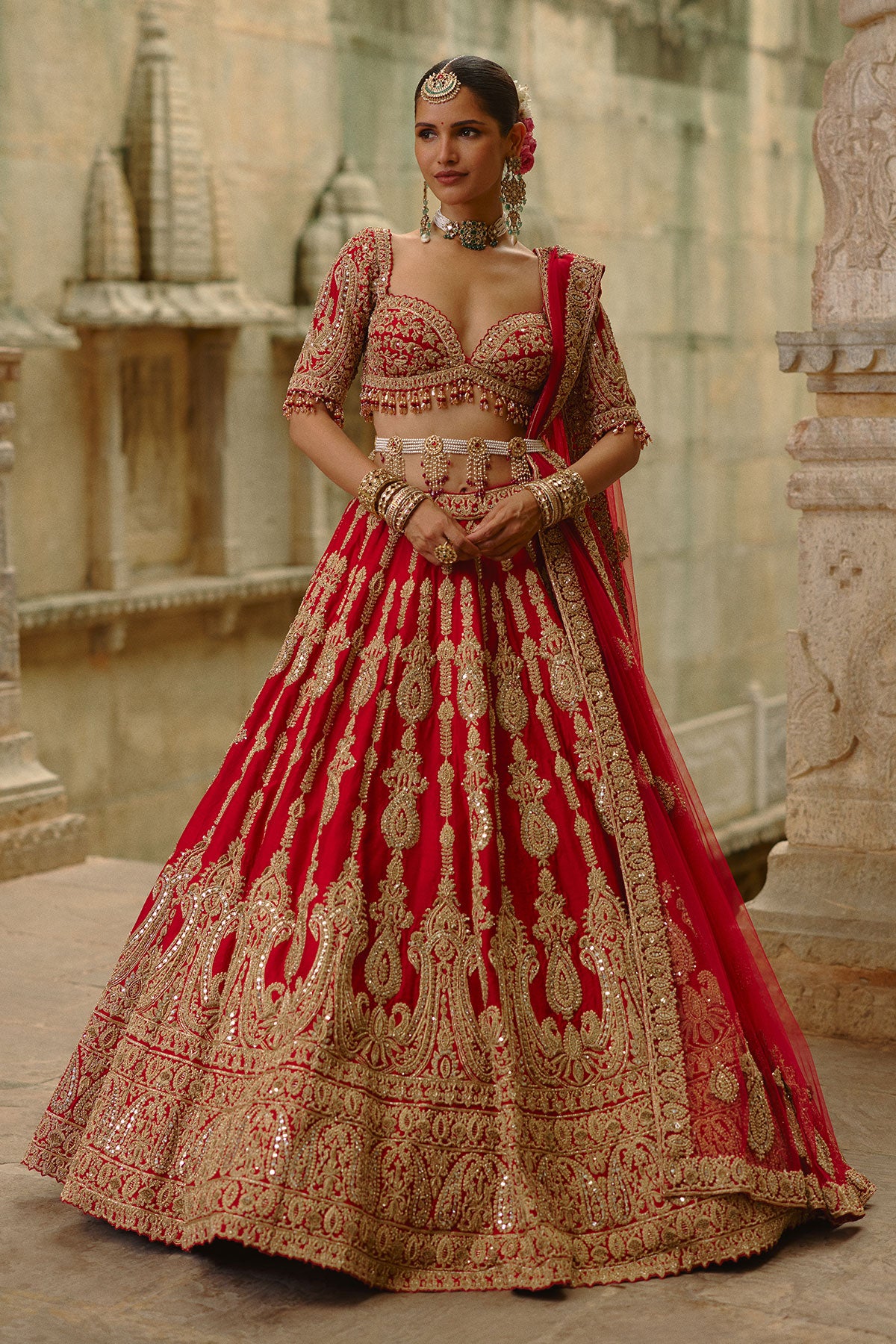 Red Lehenga With Dori Work