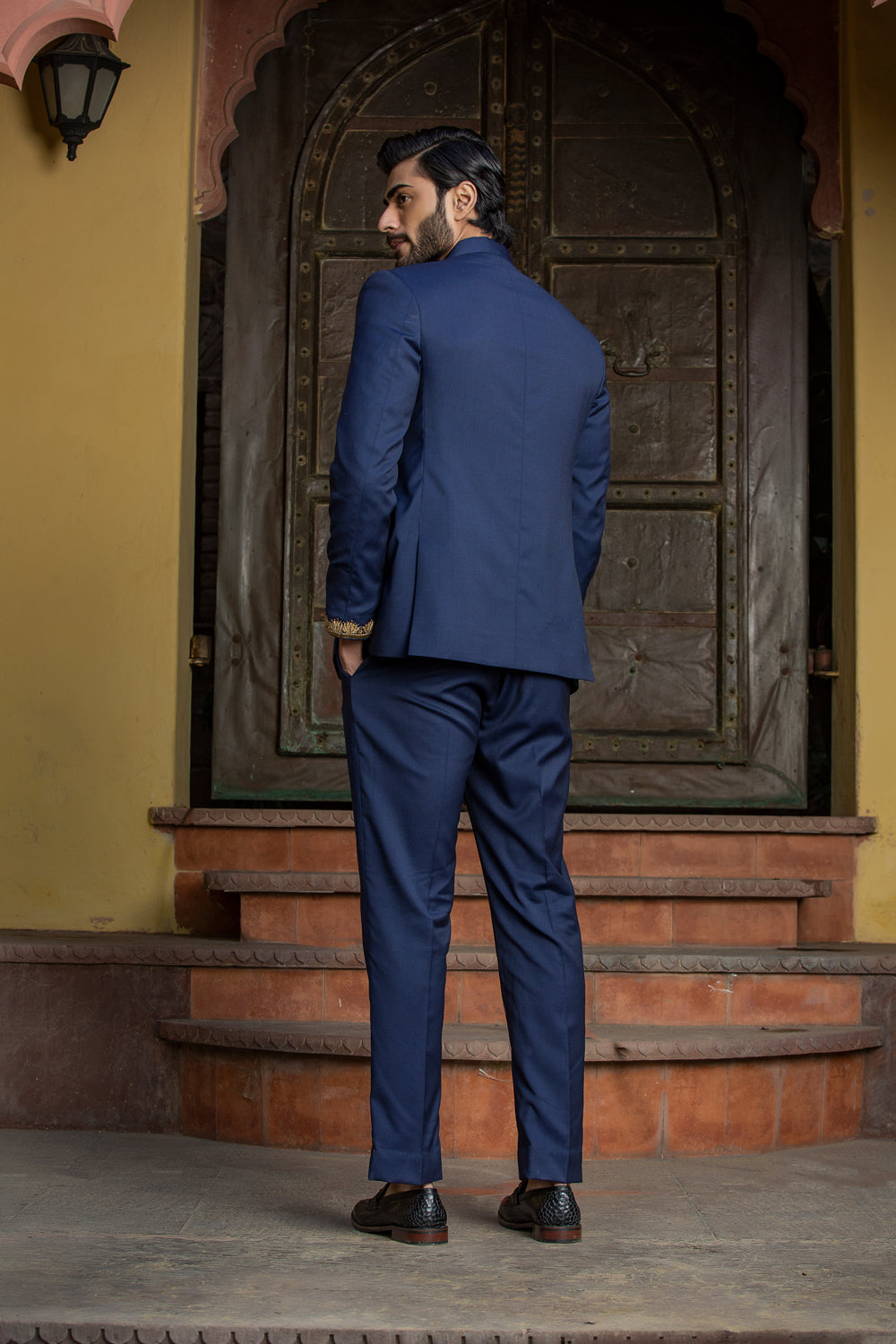 Navy Blue Jodhpur Suit Zardozi Embroidered