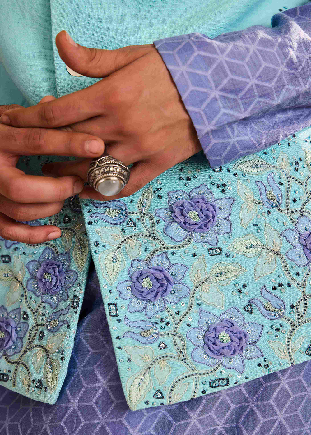 Turq Bundi Jacket lilac Kurta Ivory Churidar