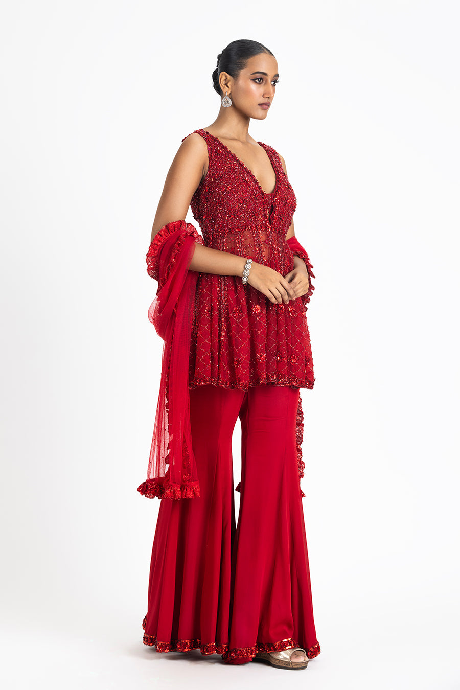 RED SHARARA SET