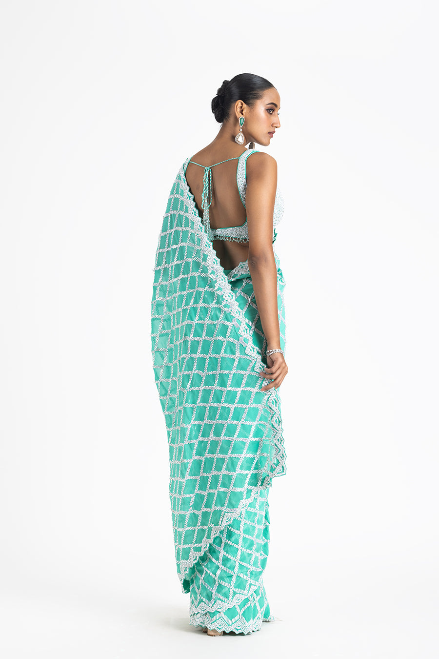 SEA GREEN GEORGETTE SAREE BLOUSE