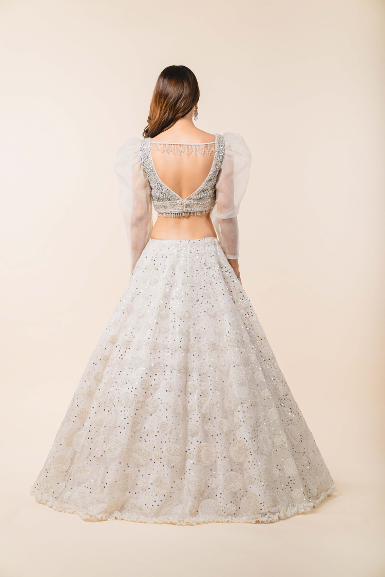 Ivory Organza Lehenga Choli Set