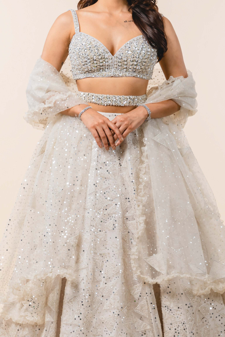Ivory Organza Lehenga Choli Set