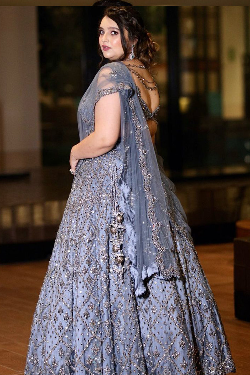 Apoorva Rampal in Charcoal Grey Tulle Lehenga