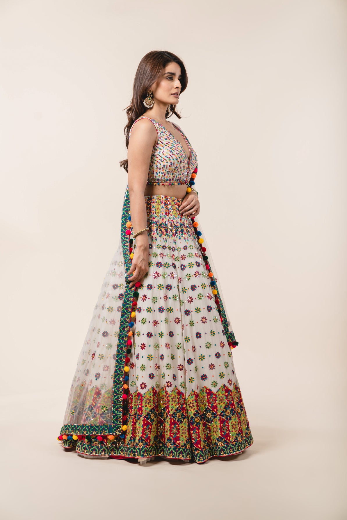 Ivory Georgette Lehenga Choli Set