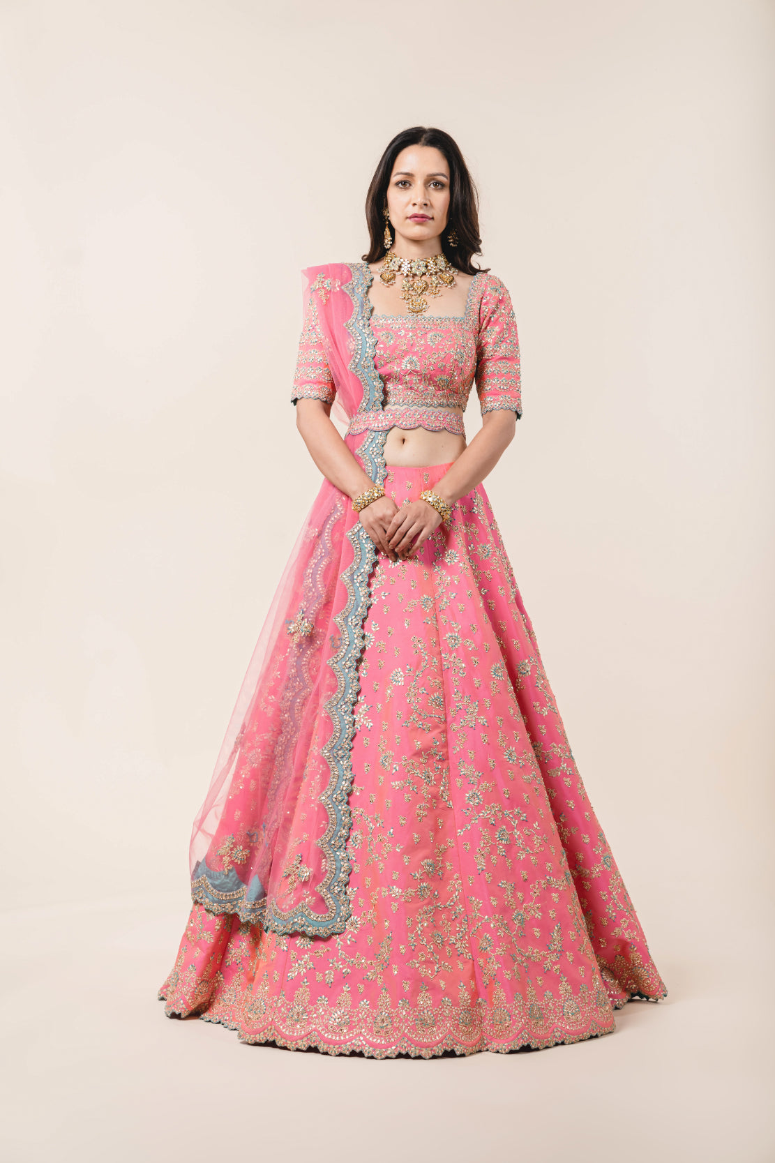 Candy Pink Taffeta Lehenga Choli