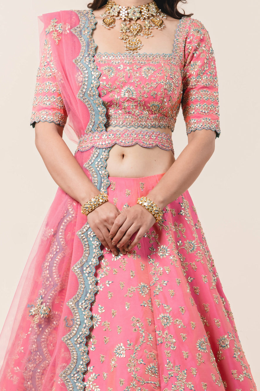 Candy Pink Taffeta Lehenga Choli