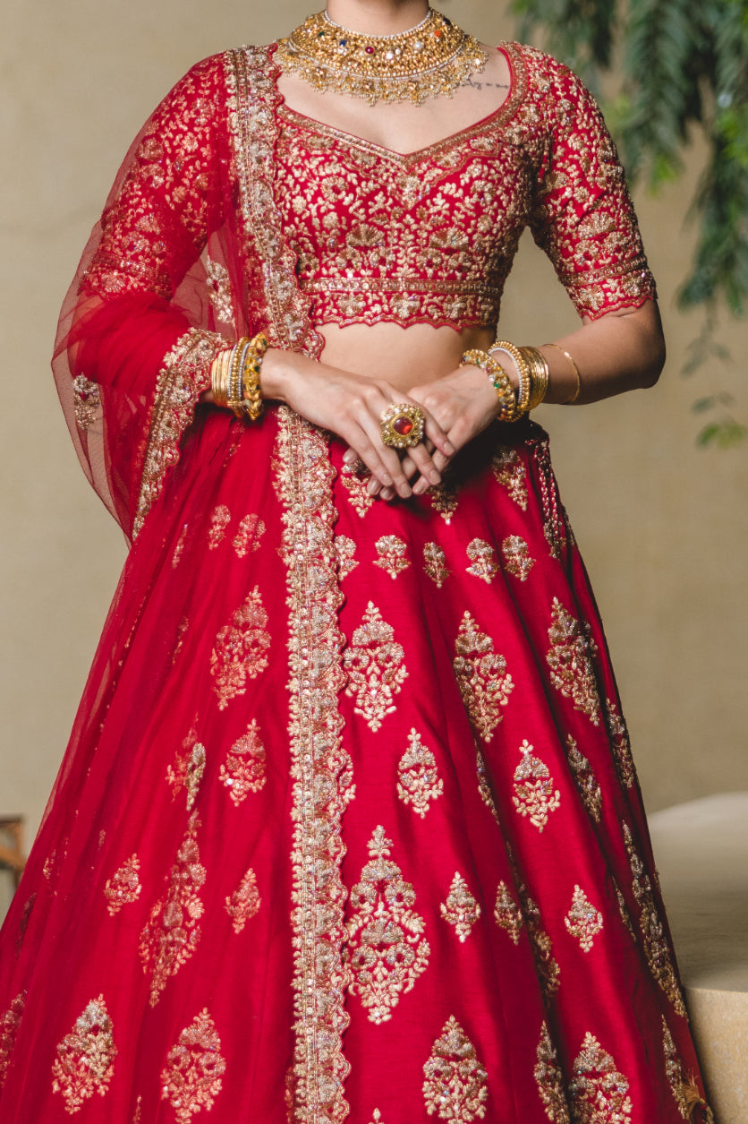 Crimson Silk Lehenga Choli Set