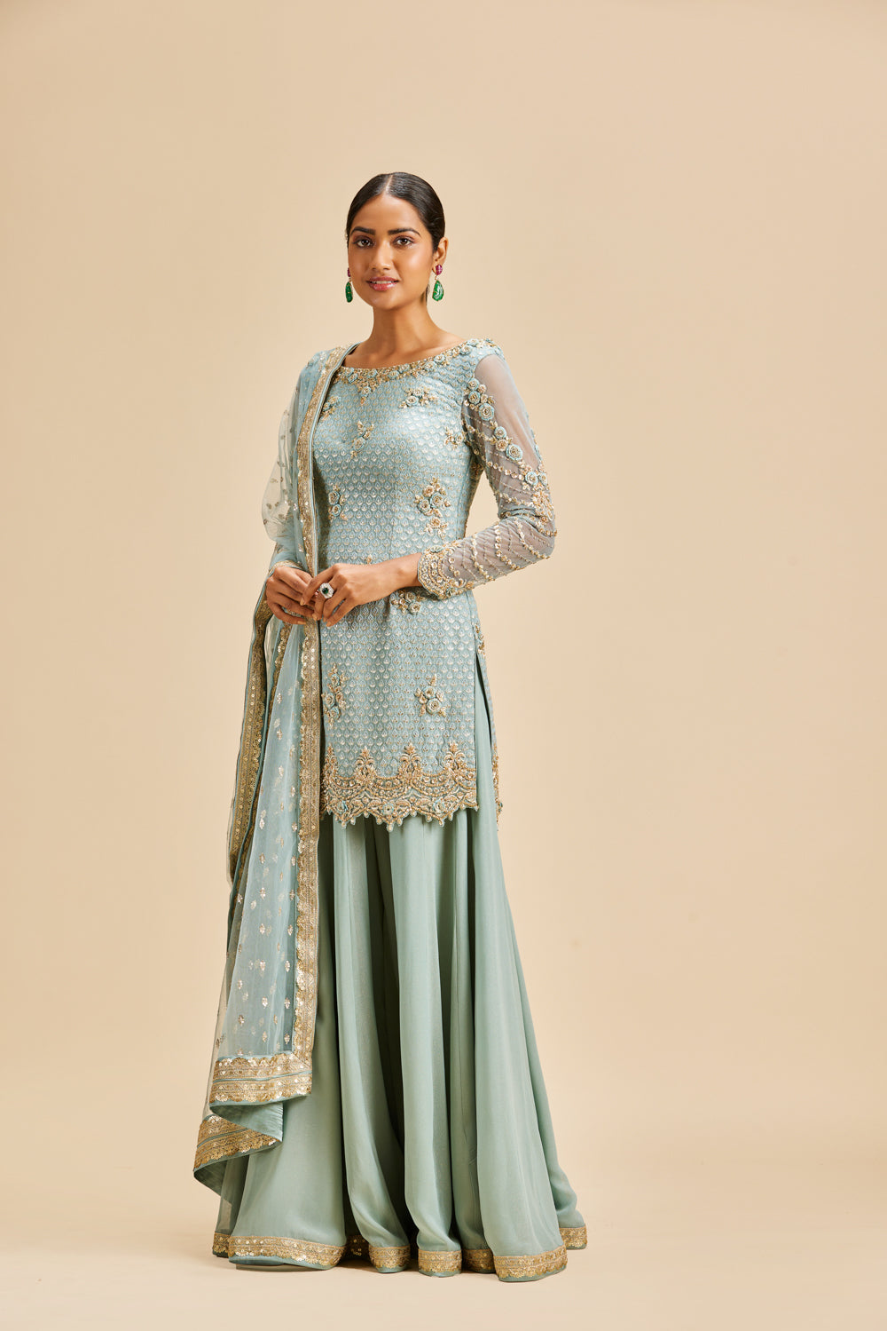 Dusty Blue Sharara Set