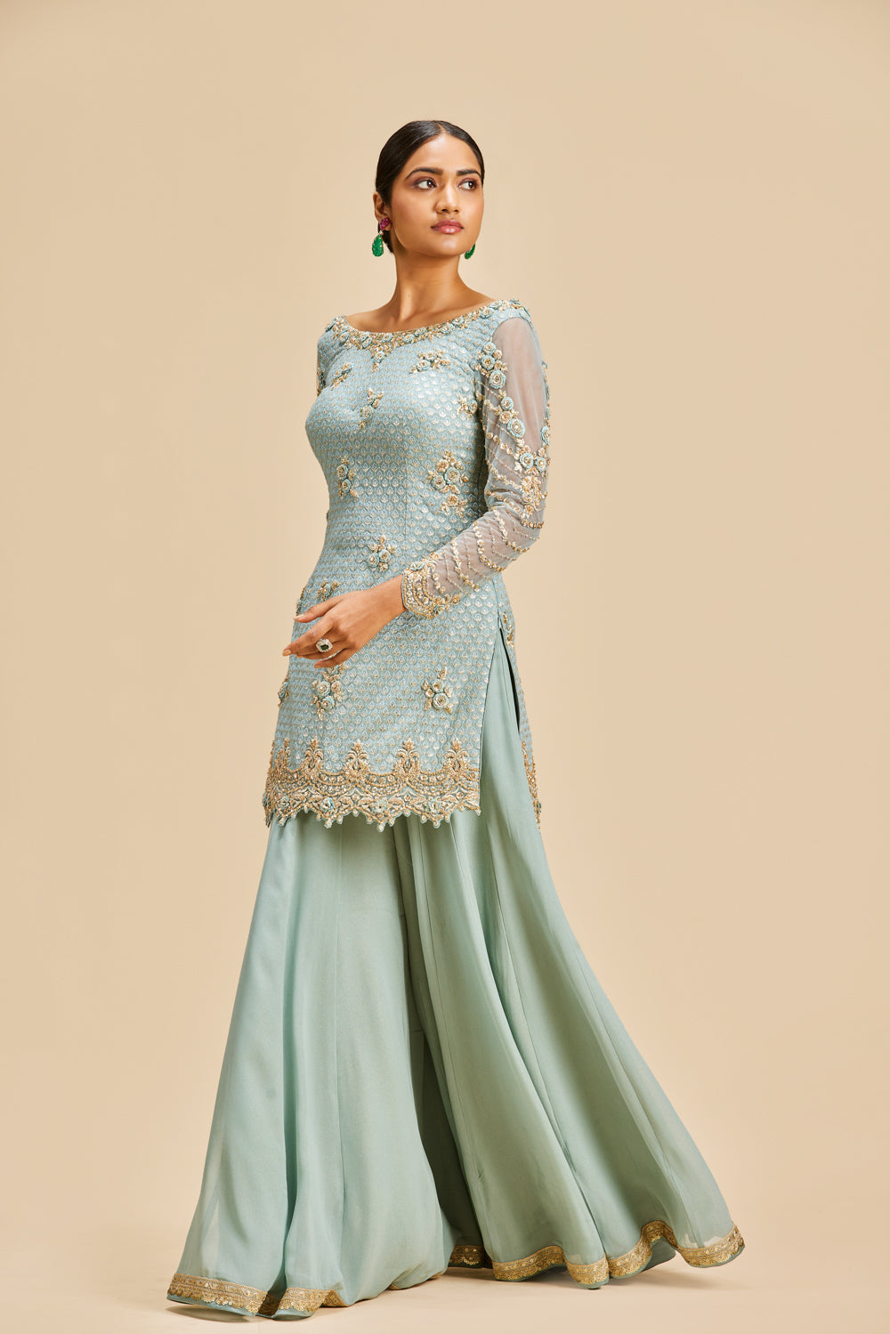 Dusty Blue Sharara Set