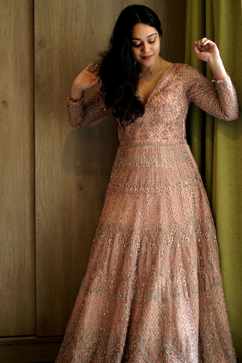 Ratnika Vyas in Peach Tulle Gown & Dupatta Set