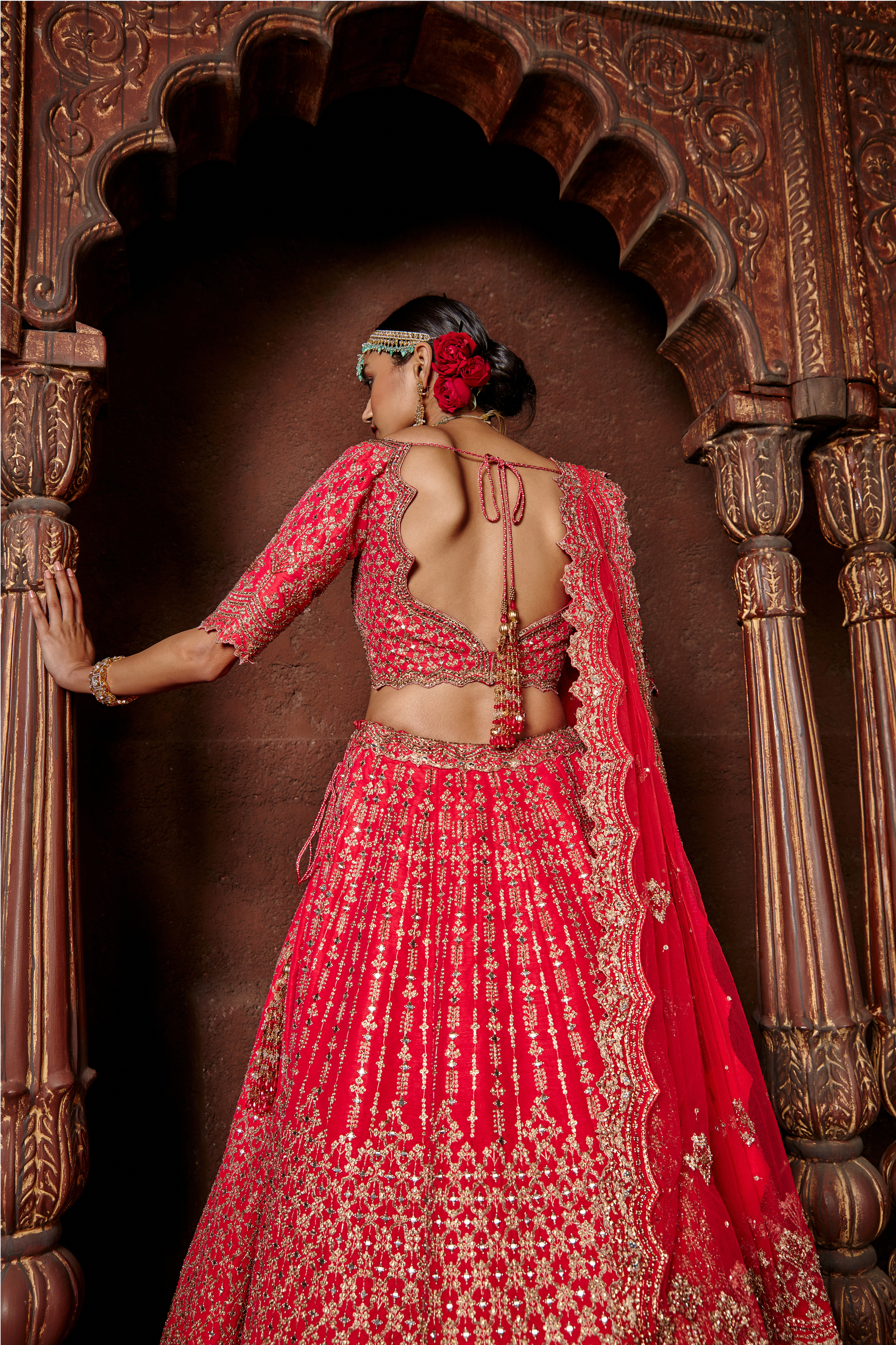 Fuchsia Red Raw Silk Lehenga