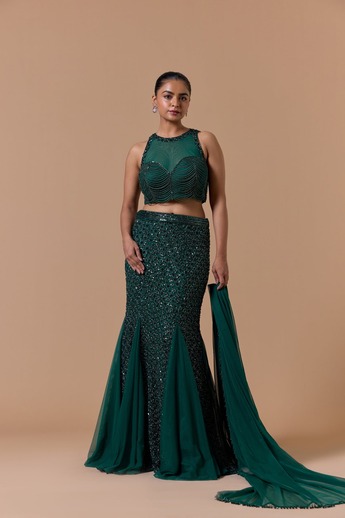 GREEN FISH TAIL SKIRT TOP