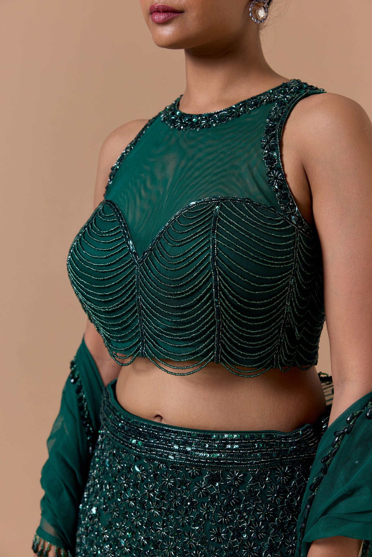 GREEN FISH TAIL SKIRT TOP