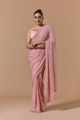 Rose Pink Sequence Saree Set