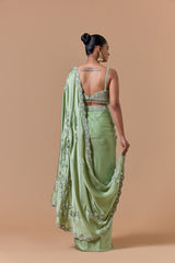 Jade Gree Draped Saree Set