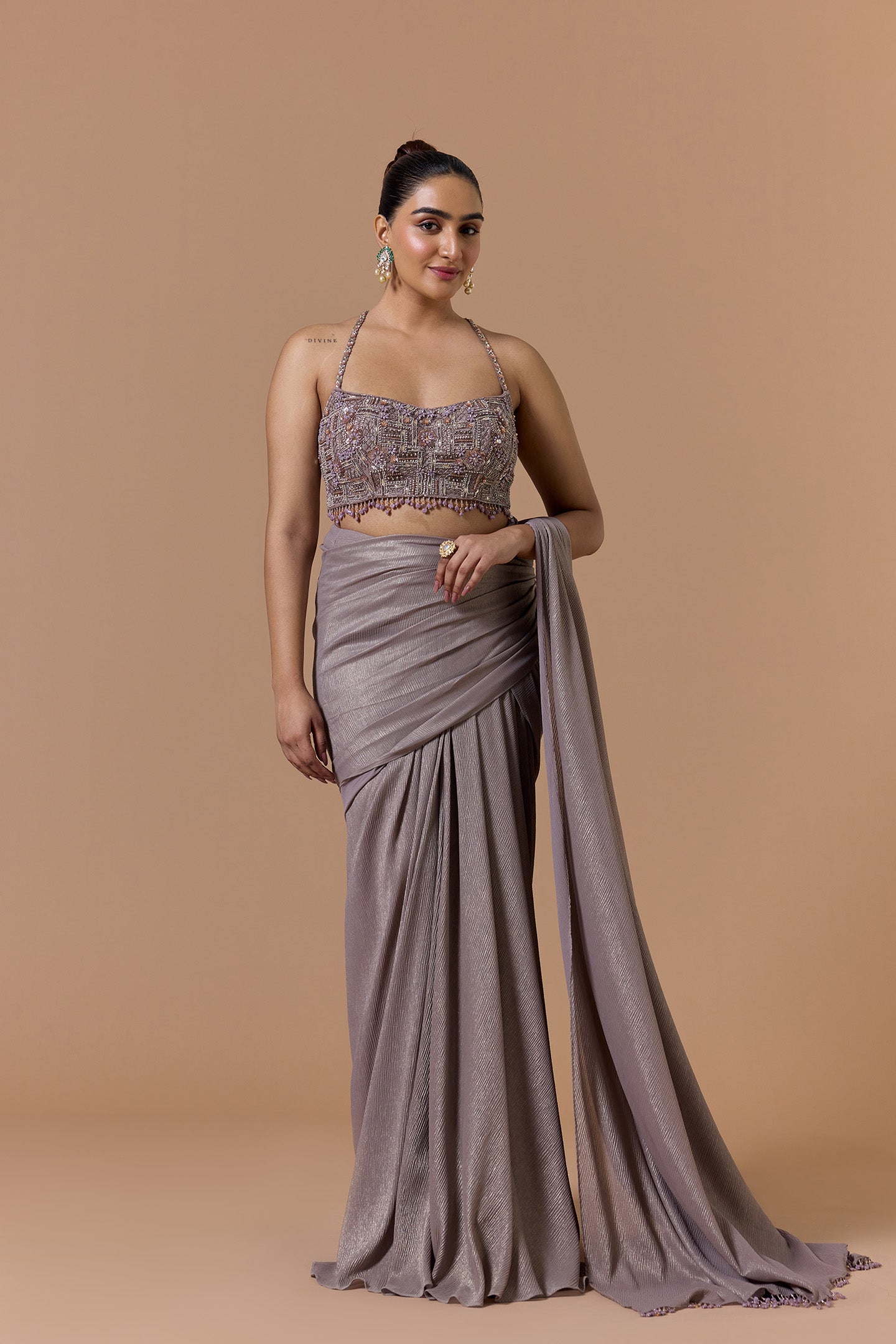 Mocca Crush Shimmer Saree Set