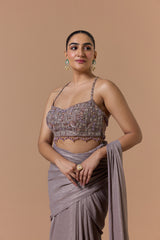 Mocca Crush Shimmer Saree Set