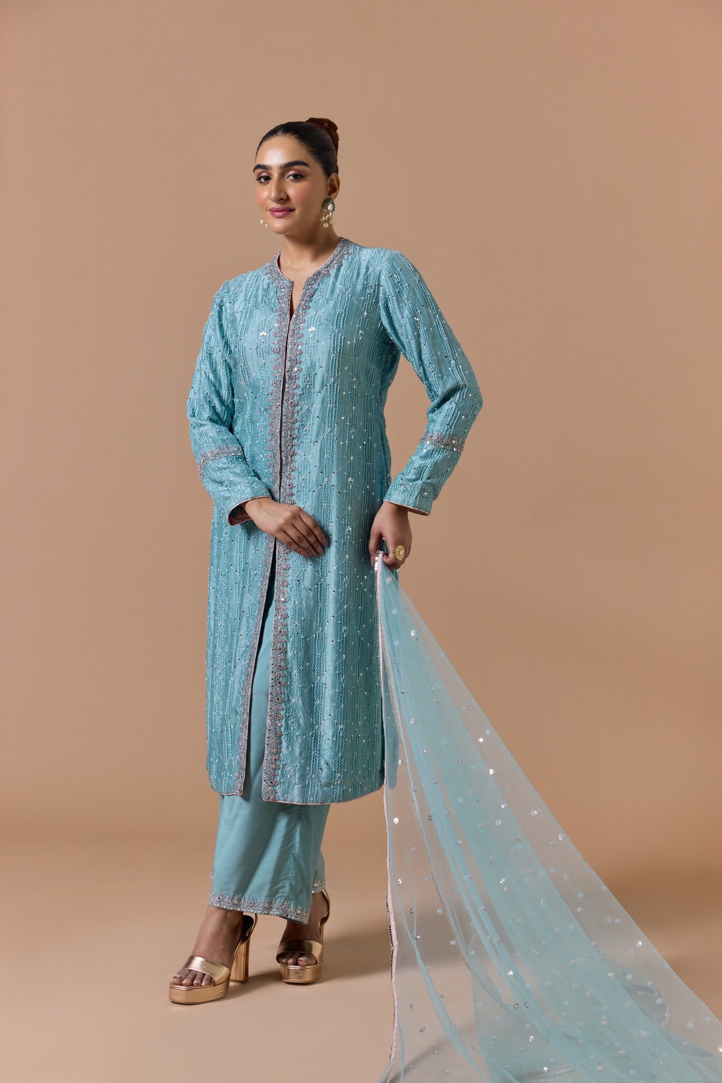 Aqua jacket pallzo set