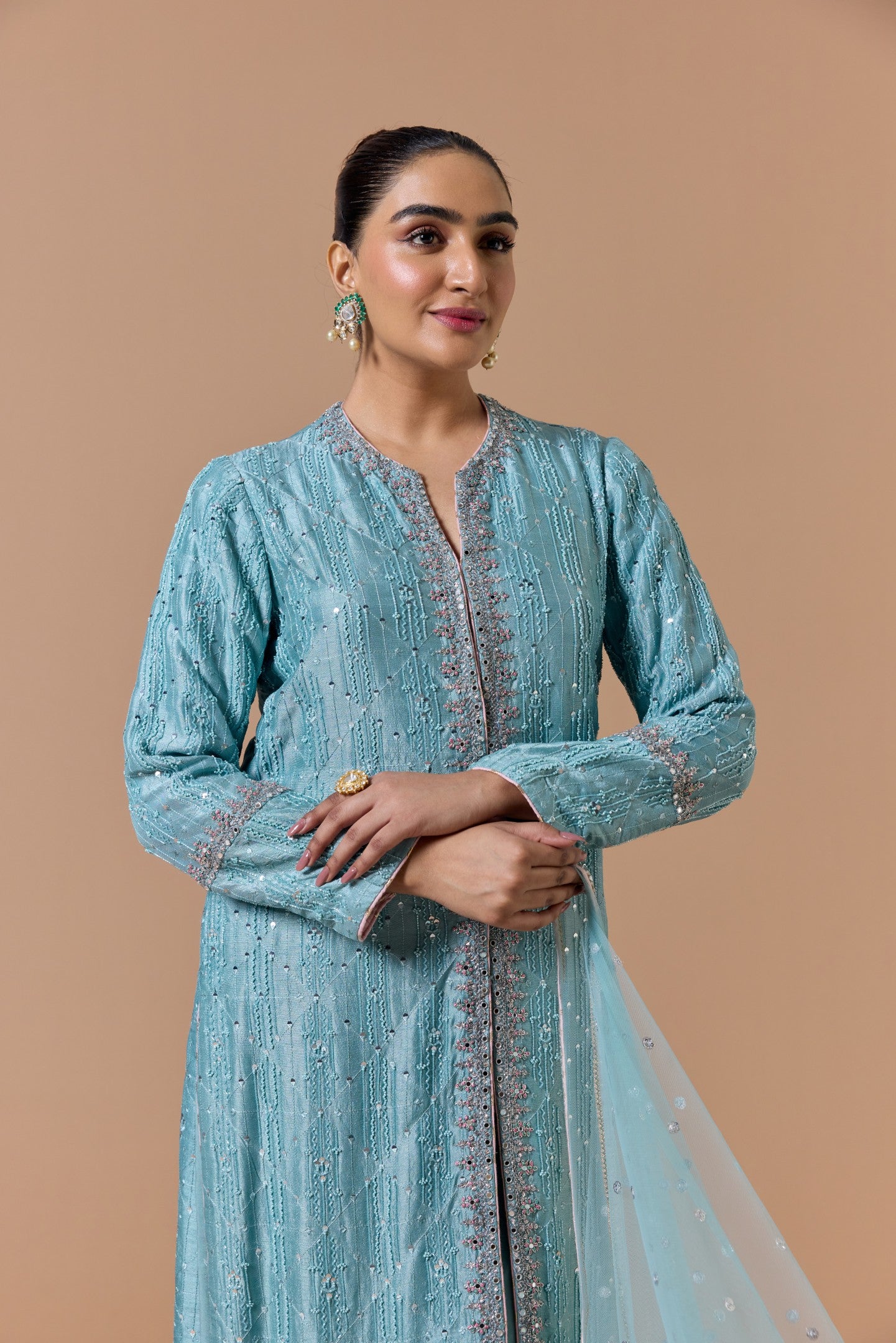 Aqua jacket pallzo set