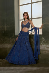 Pragya Jaiswal In Midnight Blue Lehenga Choli Set
