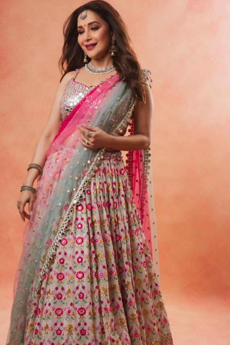 Madhuri dixit IN Ivory Lehenga Choli Set