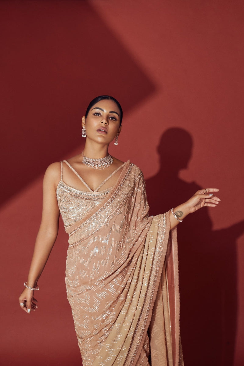 Samyukta IN Beige Georgette Ombre Saree