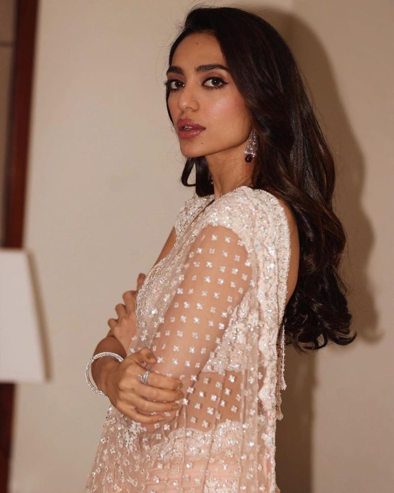 Sobhita Dhulipala In Blush Pink Net Saree