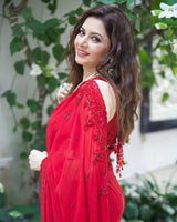 Bhagyashree IN Red Georgette Saree Blouse