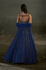 Pragya Jaiswal In Midnight Blue Lehenga Choli Set