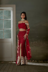 Namita Alexander In Red skirt with pleated crop top and dupatta