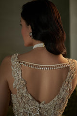 Deeksha Khurana In Cream peplum top and sharara set