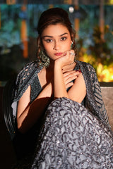 Alfia Jaffery In Stone grey Lehenga Choli Set With Jacket