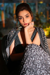 Alfia Jaffery In Stone grey Lehenga Choli Set With Jacket