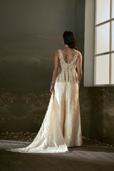 Deeksha Khurana In Cream peplum top and sharara set