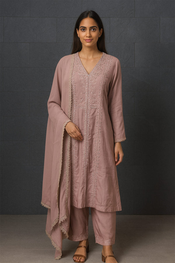 Mauve Chanderi Palazo Set