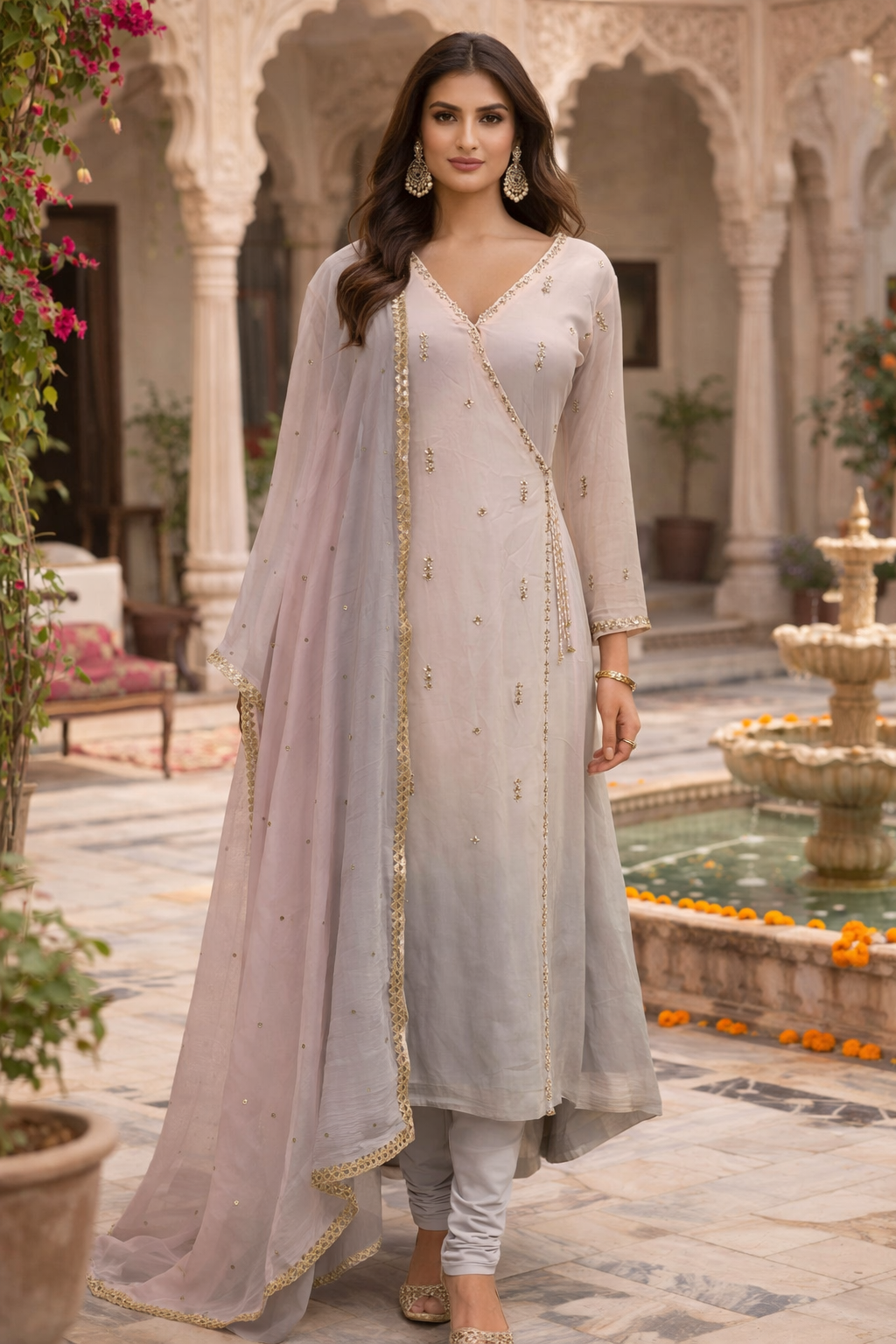 Ombre Angrakha Suit Set