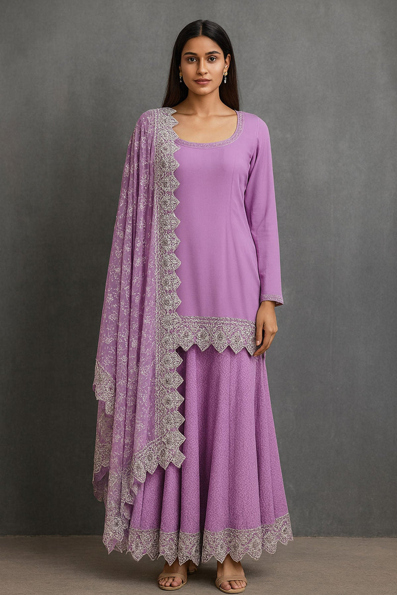 Lilac Sharara Odhni Set