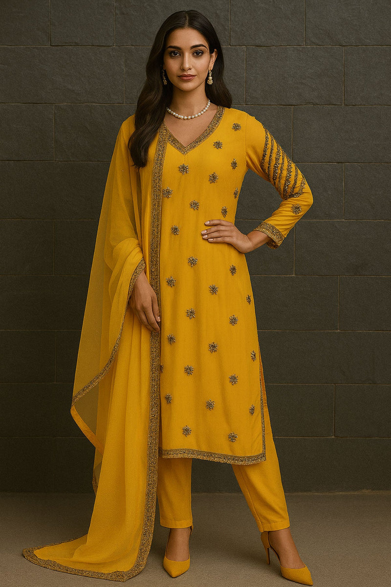 Yellow Georgete Suit Set