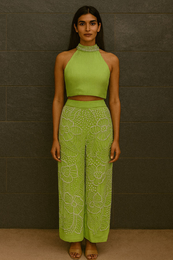 Mint Green Crop Top Palazo Set