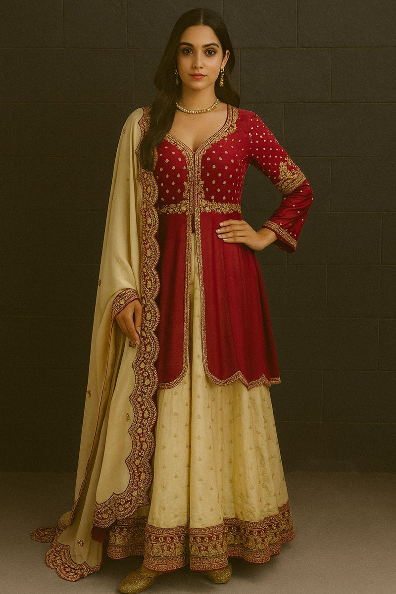Gold Tissue Lehenga Jacket Set