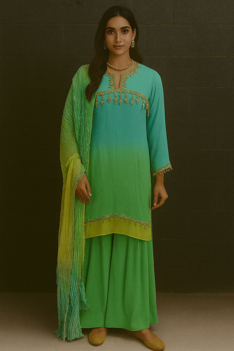 Double Layered Shirt Sharara  Set