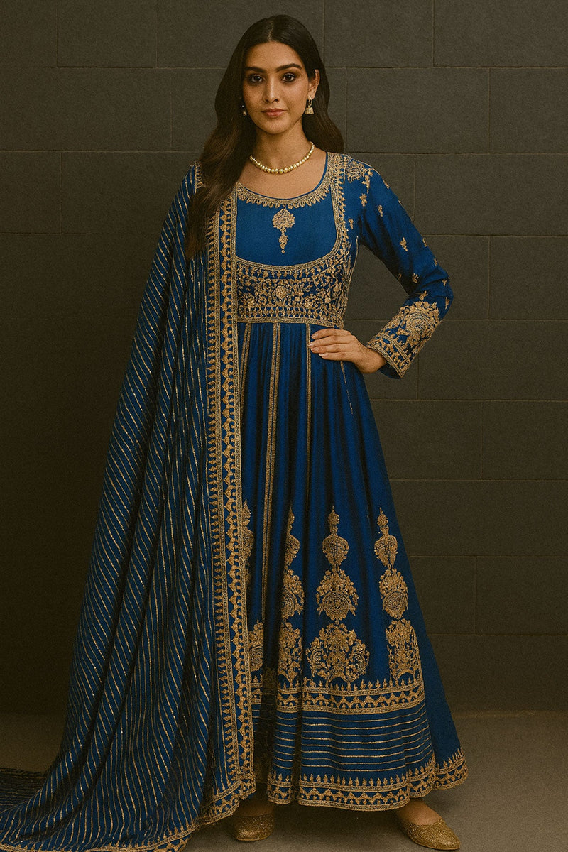 Blue  Long Anarkali Set