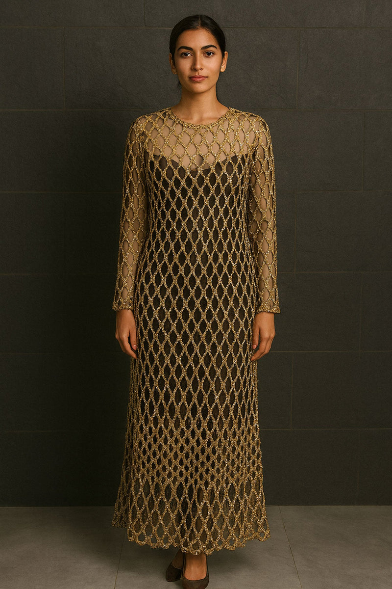 Copper Net Long Dress