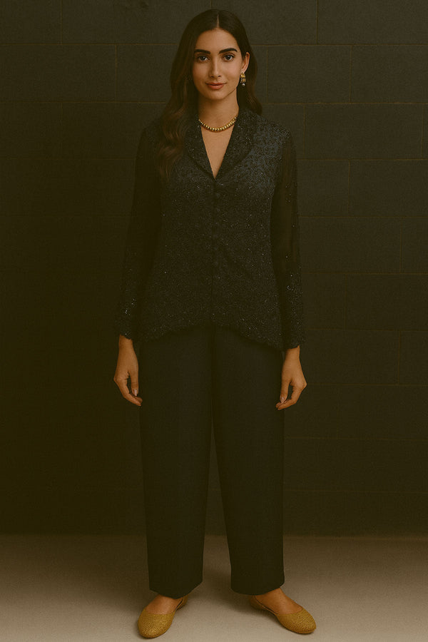 Black Jacket With Pant Set