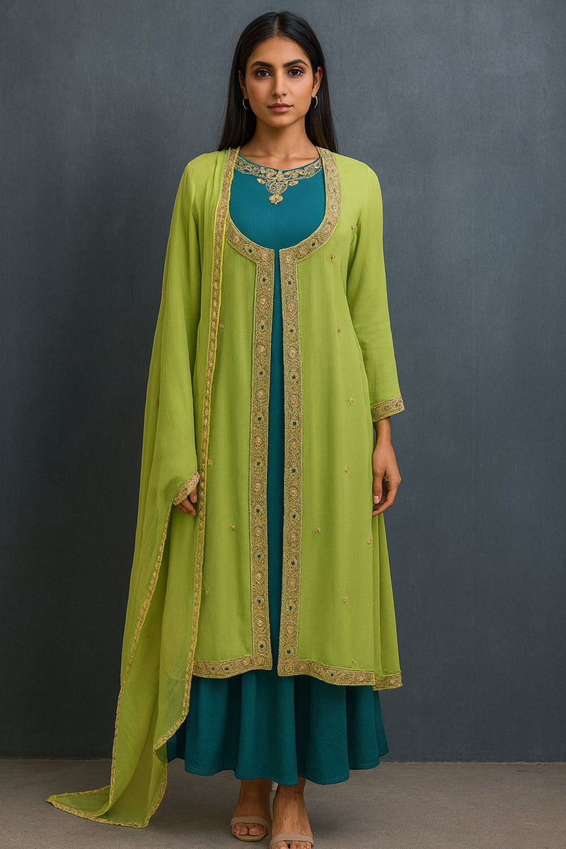 Green Long Jacket Set