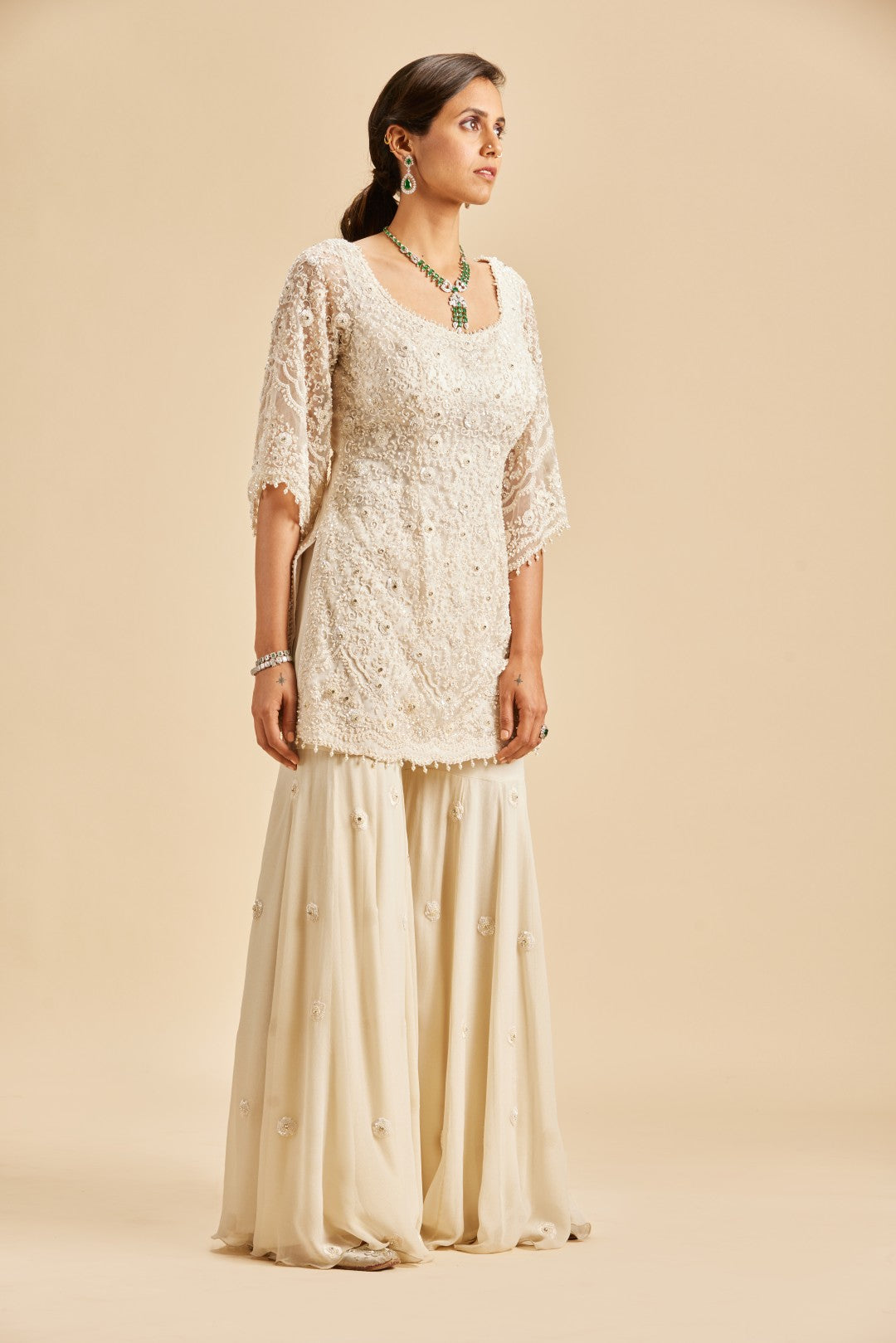 IVORY SHARARA SET