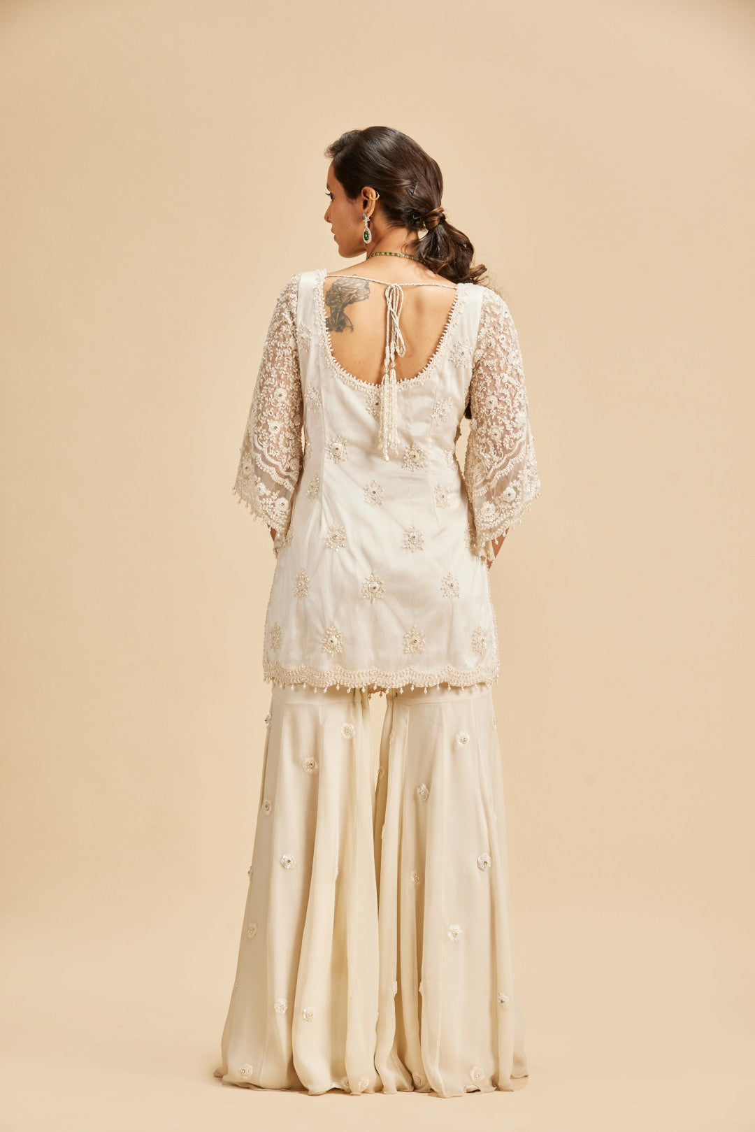 IVORY SHARARA SET